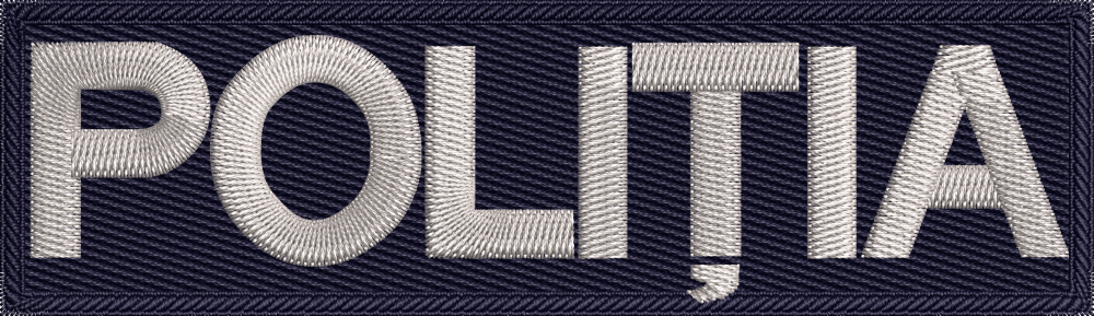 EMBLEMA FATA TRICOURI / VESTA TACTICA  / TINUTA NOUA - POLITIA ROMANA 14 CM  X 4 CM - Blue Navy